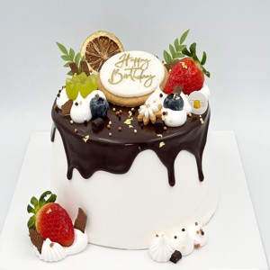 100% Frosted Chiffon Cake with Chocolate Drip